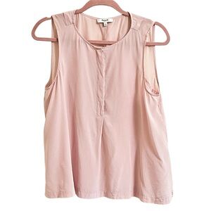 Madewell Blush 100% Silk Sleeveless Blouse Button front layer minimalist Large